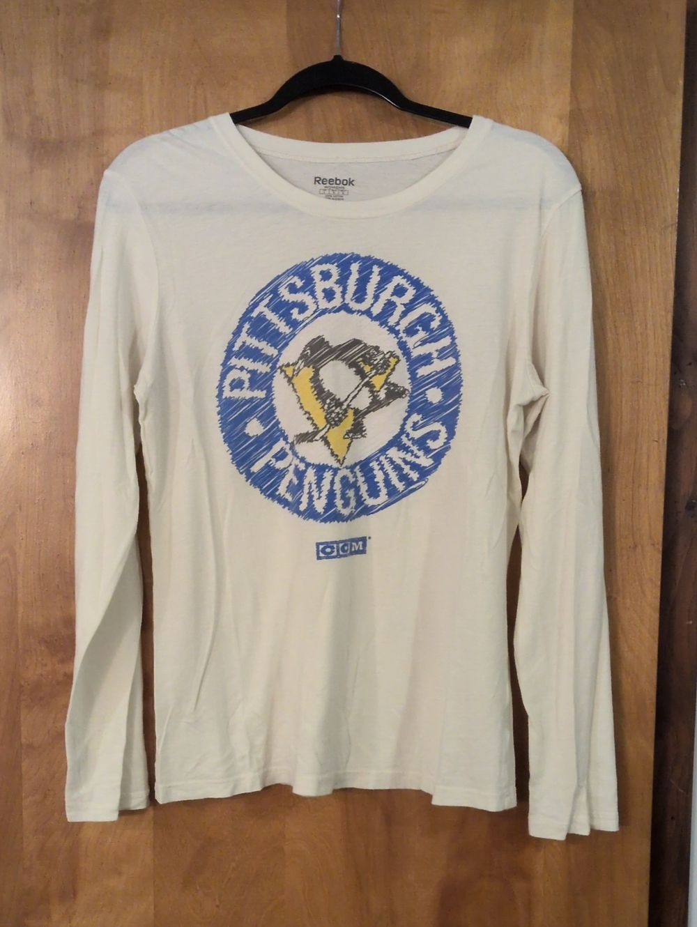Reebok Women’s Pittsburgh Penguins Long Sleeve Tee - Cream, Blue, Yellow